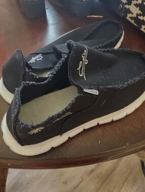 Women’s Black Slip-On Canvas Sneakers with White Sole